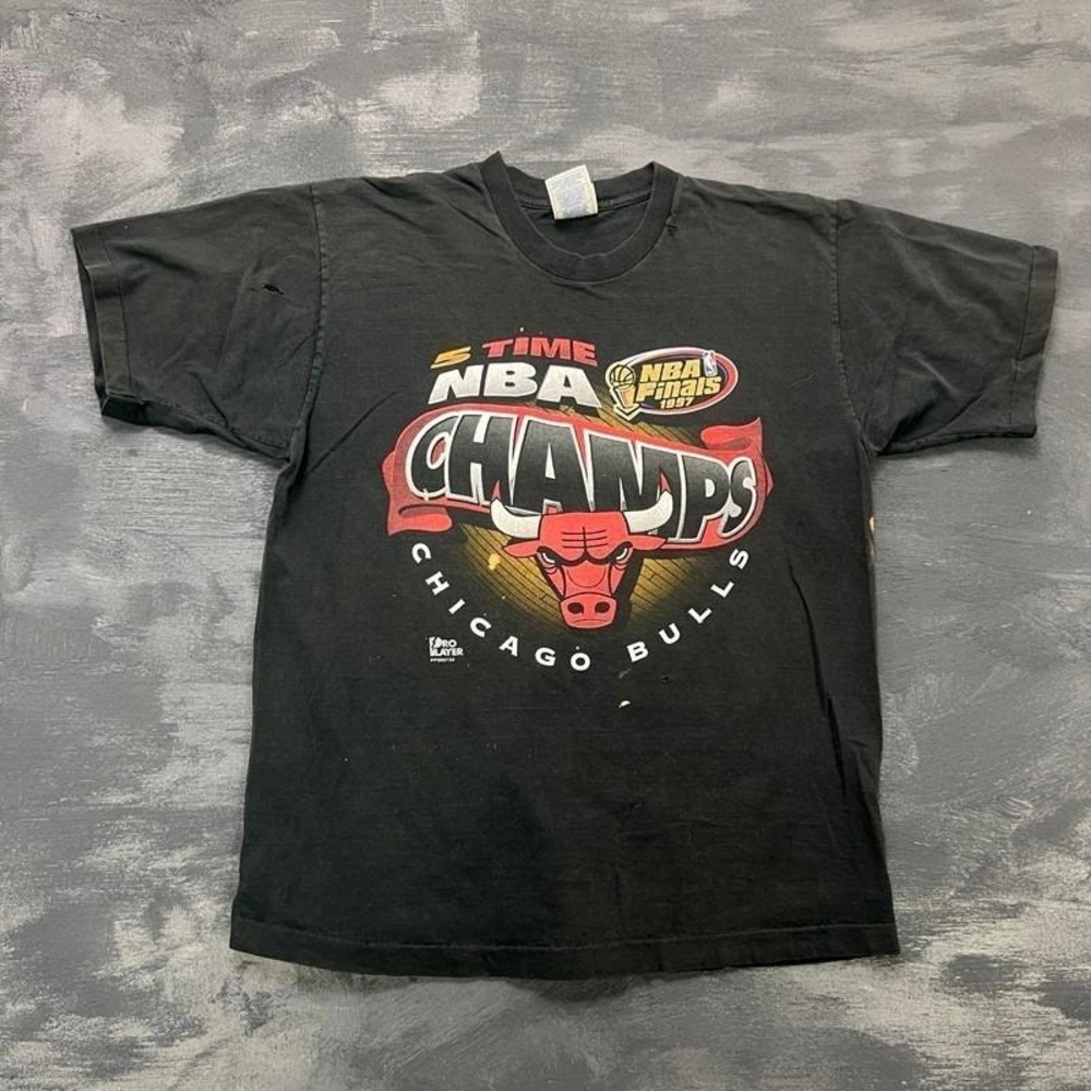 Vintage Chicago Bulls Shirt Mens Large Black 1990s NBA Finals Pro Player